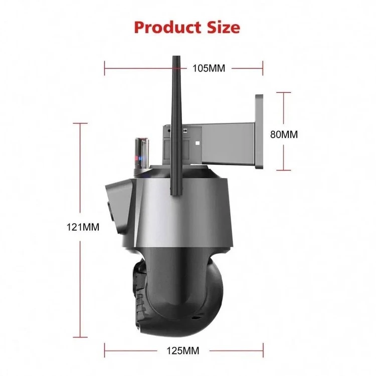 The image of the dimensions of V380 camera